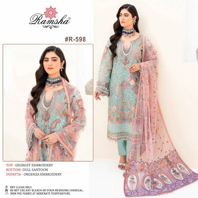 R 598 Ramsha Georgette Pakistani Suits Catalog